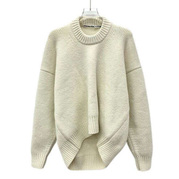 J16838 Alexander Wang Womens Cream Oversized Wool Blend Sweater - Picture 1 of 7